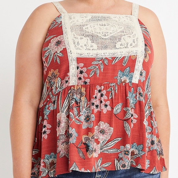Maurices Tops - NWT Maurice’s Plus Size Floral Lace Bib Tank Top